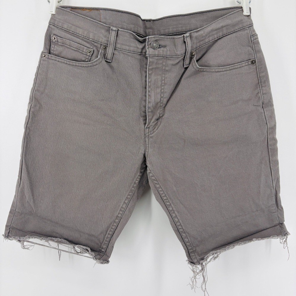 Levis 511 Slim Fit Cut Off Denim Shorts Mens 36 Gray Raw Hem Jorts White Tab 10"